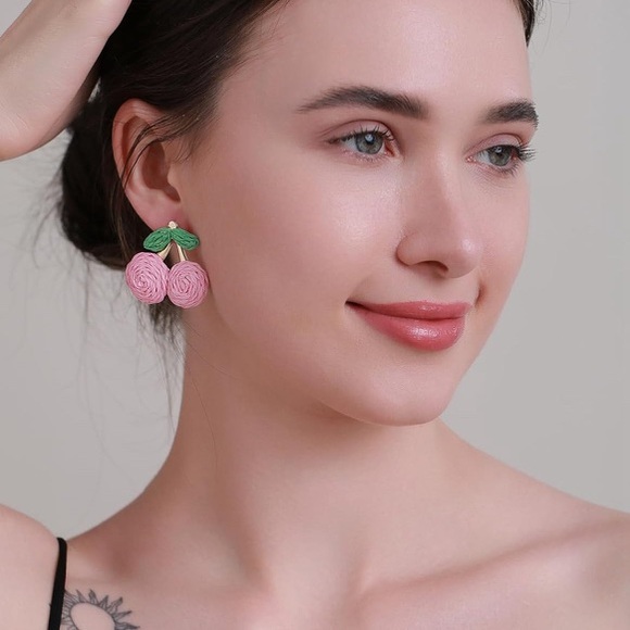 Handmade Cherry Earrings - Picture 2 of 8